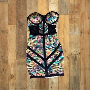 Strapless Multicolor Print Mini Dress